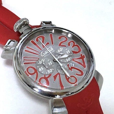 □【美品・箱付き】 GaGaMILANO ガガミラノ マニュアーレ 手巻き腕時計 /am-A-210-5743-8.2/動作確認済/ラバーベルト/レッド/高級/本物  - メルカリ