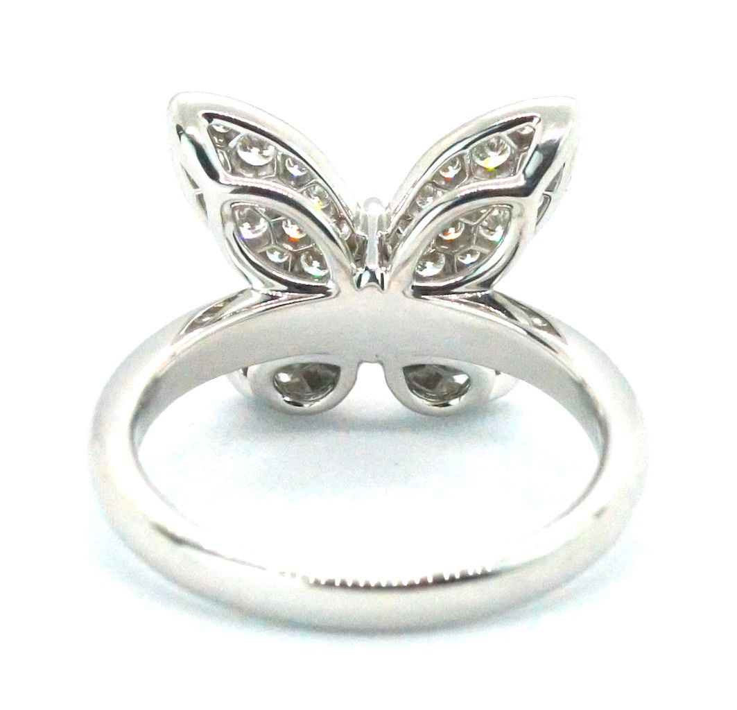 GRAFF White Round Diamond Mini Pave Butterfly Ring White Marquise Diamond Centre グラフ ミニ パヴェ バタフライ リング ホワイトゴールド 10号【中古】