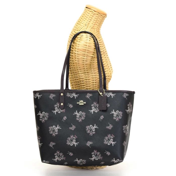 コーチ COACH リバーシブルシティートート PVC | レザー リボンブーケ プリント F78283 肩掛け ハンドバッグ ブラック | ピンク | マルチ | オックスブラッド レッド mbn11008