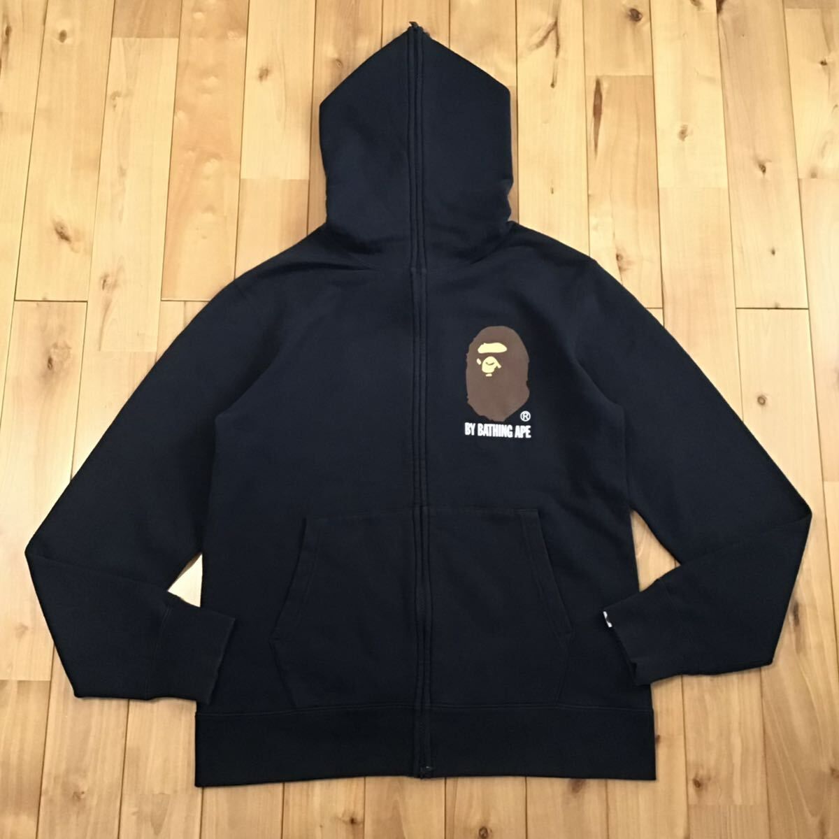 BAPE head logo フルジップ パーカー Lサイズ ネイビー a bathing ape full zip hoodie エイプ ベイプ アベイシングエイプ