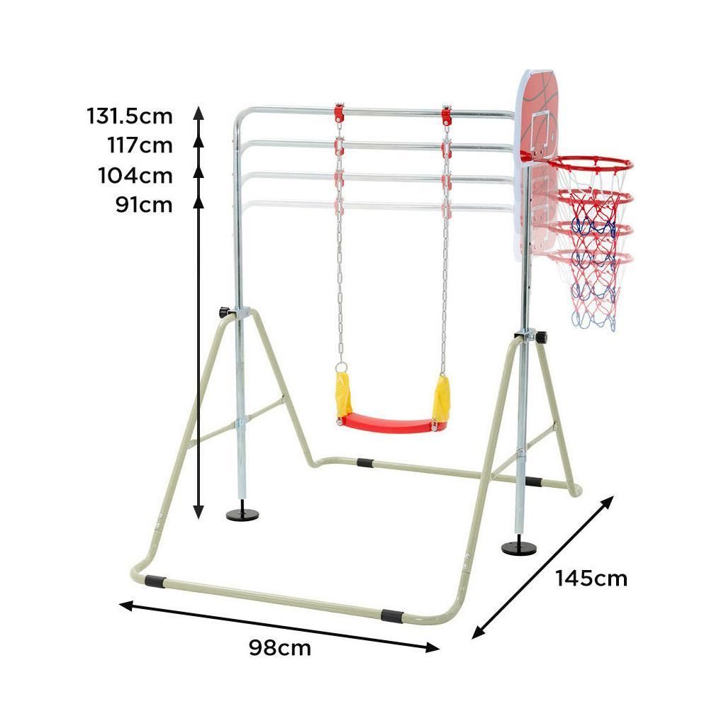 鉄棒 室内 屋外折りたたみ高さ調節 鉄棒ブランコバスケットボールライトグリーン yew2