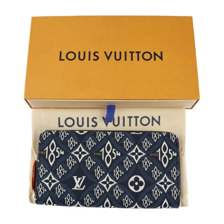 LOUIS VUITTON ルイ ヴィトン ジッピー ウォレット 長財布 M80212 ジャガード ブルー系 ゴールド金具 モノグラム ジャガード  Since1854 ラウンドファスナー ビトン 【本物保証】 - メルカリ