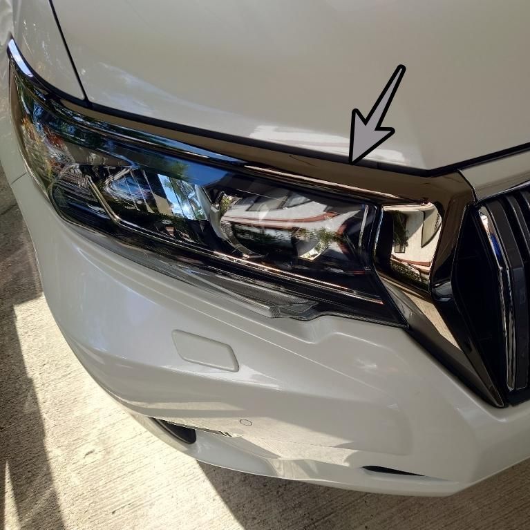 トヨタ TOYOTA 純正 ランドクルーザープラド 150系 ヘッドランプ オーナメント ガーニッシュ 漆黒 メッキ 右 RH 運転席 単品 パーツ エンジン タイヤ バンパー 検索 マフラー