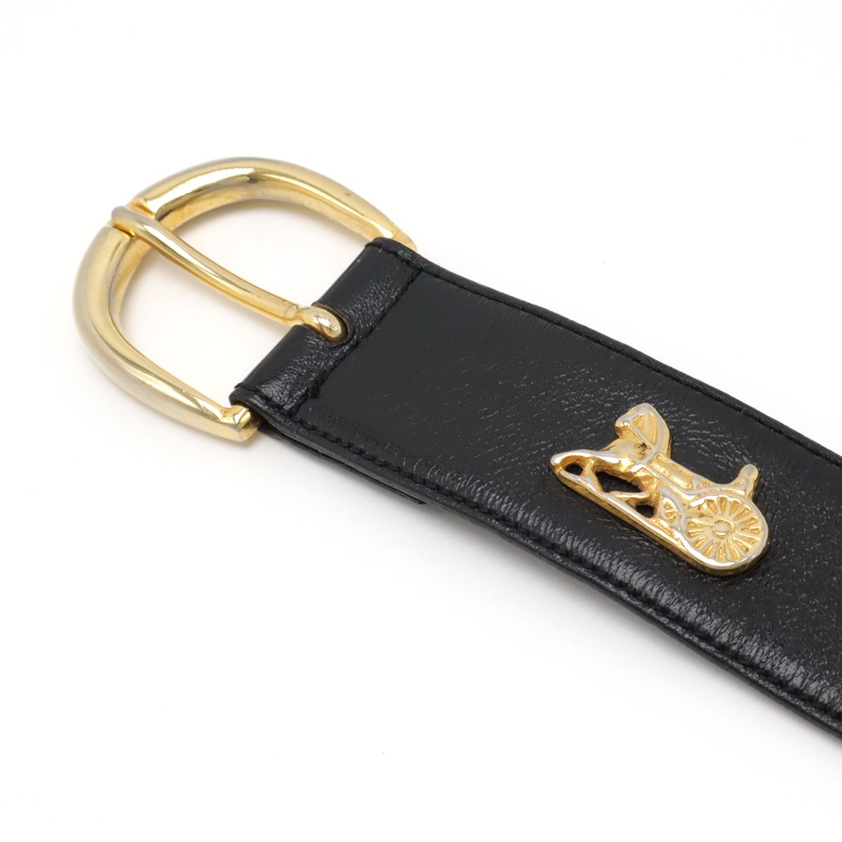 CELINE セリーヌ サルキー 馬車金具 ベルト レザー ブラック 黒