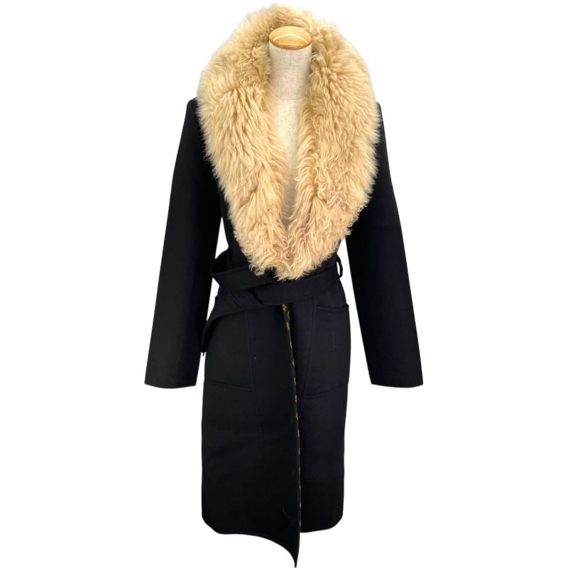ルイ ヴィトン LOUIS VUITTON ファーガウンコート ブラック ウール レディース その他アウター