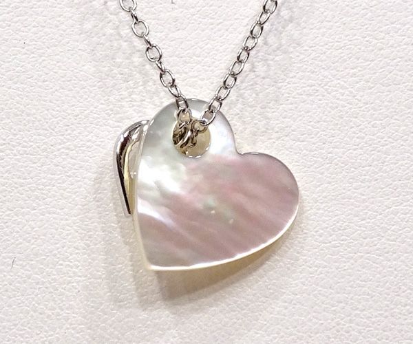 質コニシ】【Dior/ディオール】ハート ネックレス シェル風 シルバー