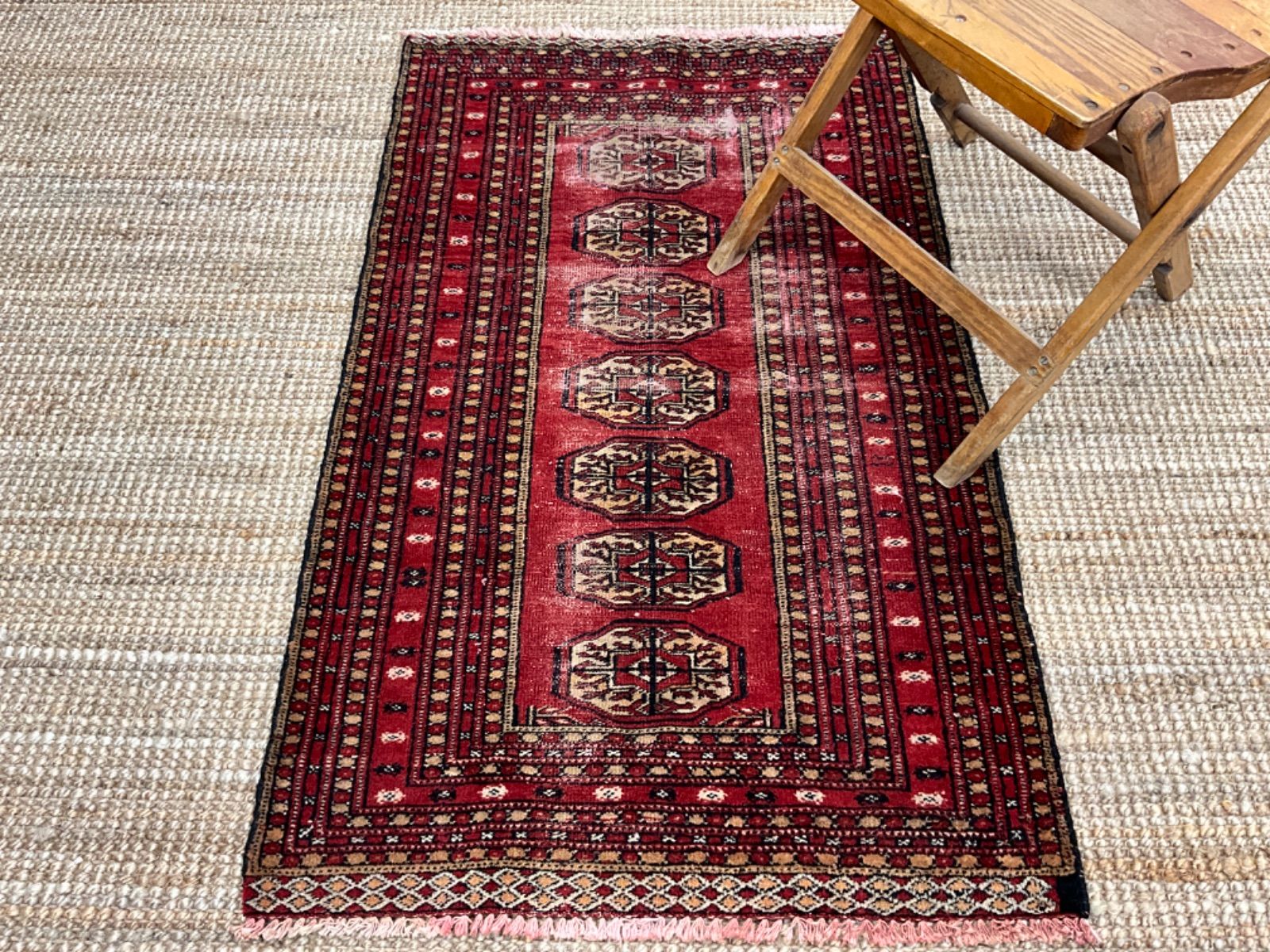 47x74cmパキスタン手織りマット(444)ギャッベ・ペルシャ・毛