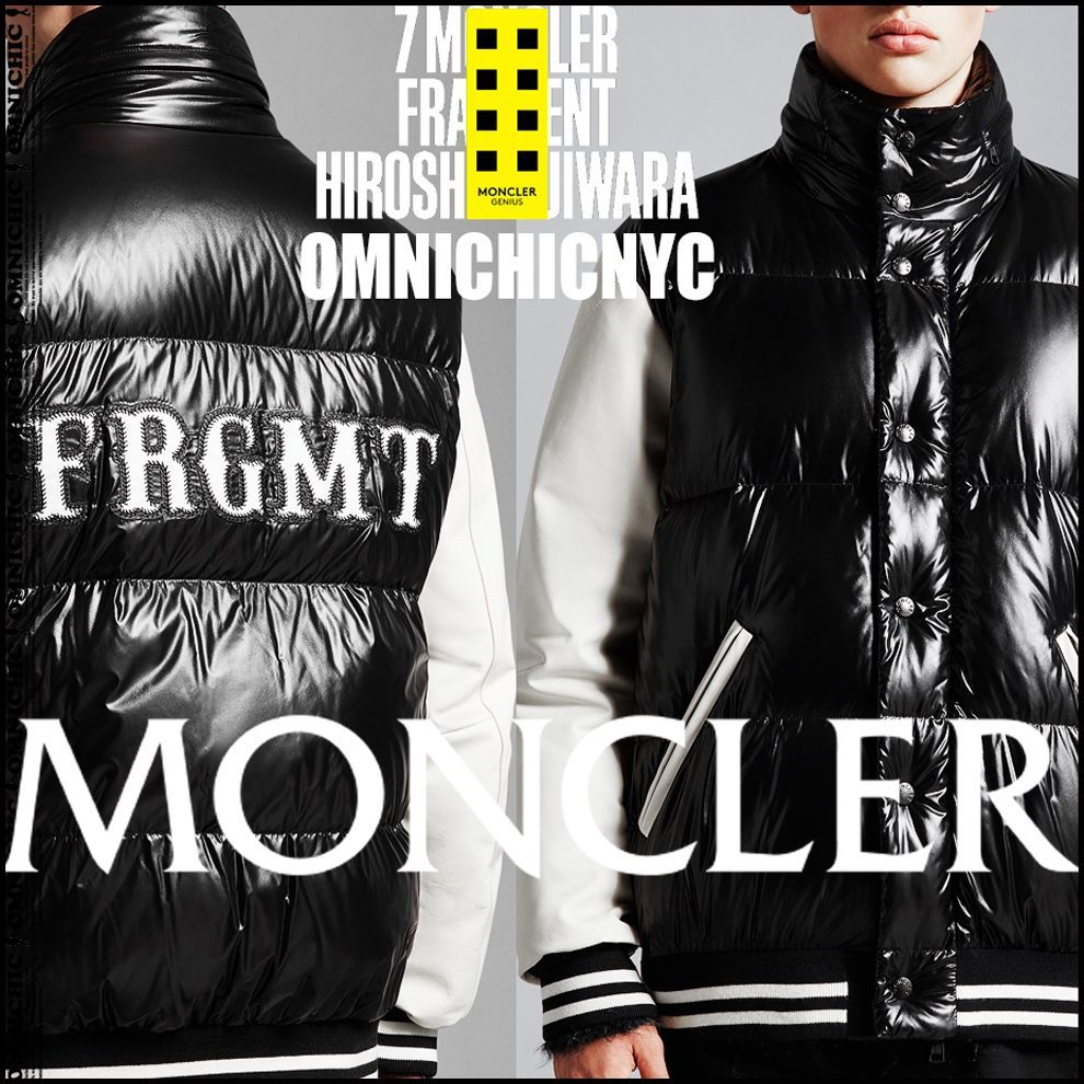 幻 藤原ヒロシ着用モデル 7 MONCLER GENIUS FRGMT カラー QUINLAN モンクレール ジーニアス レザー 白袖 ロゴ ダウン ジャケット size 3 fragment design