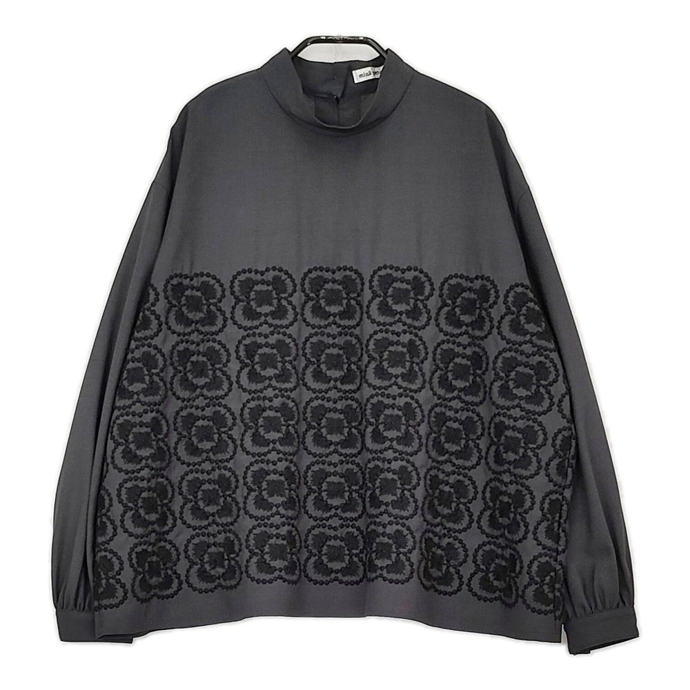 mina perhonen aca1343s blumen 36 直営店 刺繍 定価60500円 ブラウス 24-25AW チャコールグレー レディース ミナペルホネン 5-0429M♪