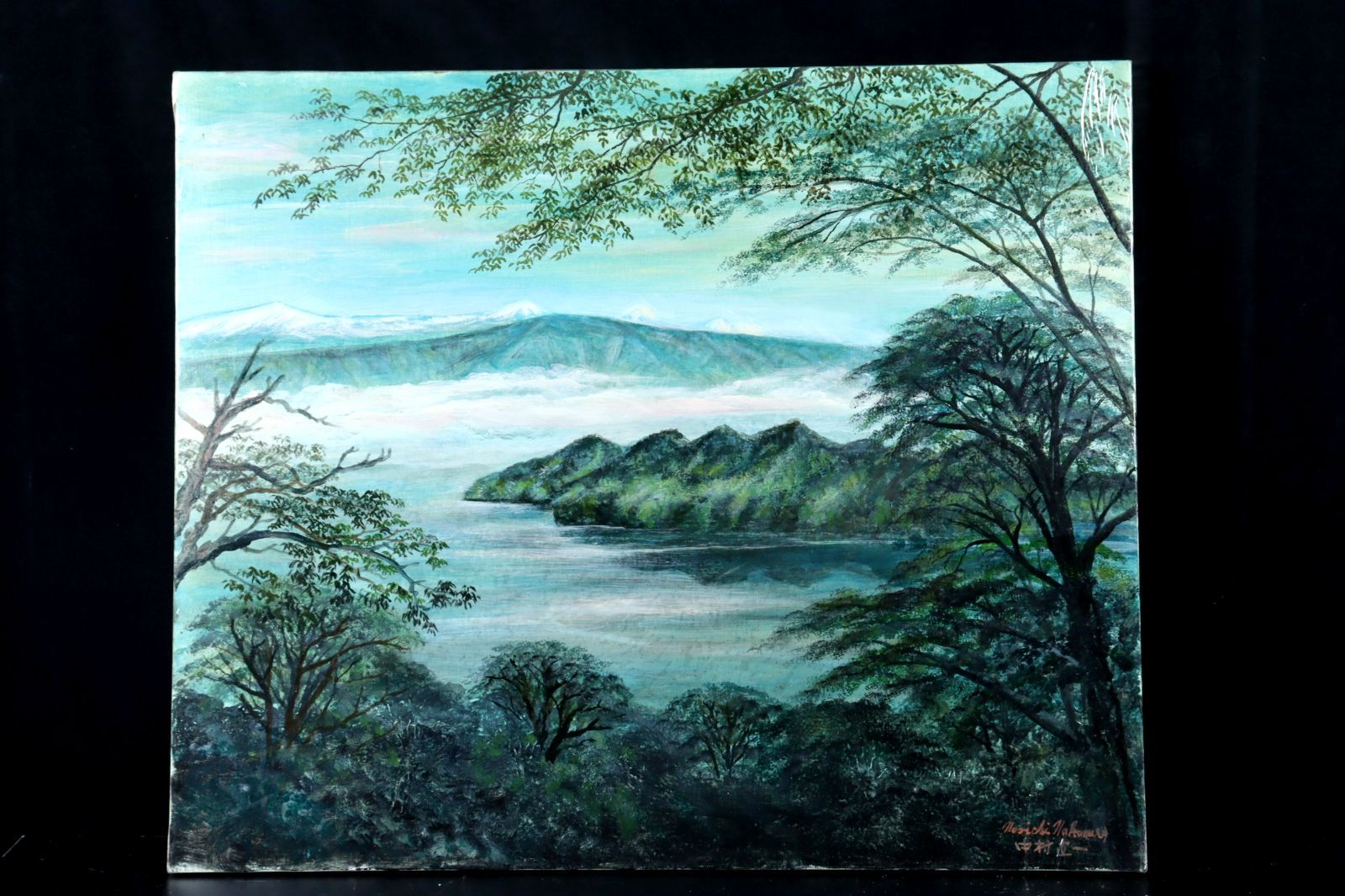 ▽ 中村直一 「十和田」 肉筆油彩20号 唐物 骨董 古美術 楾 O343
