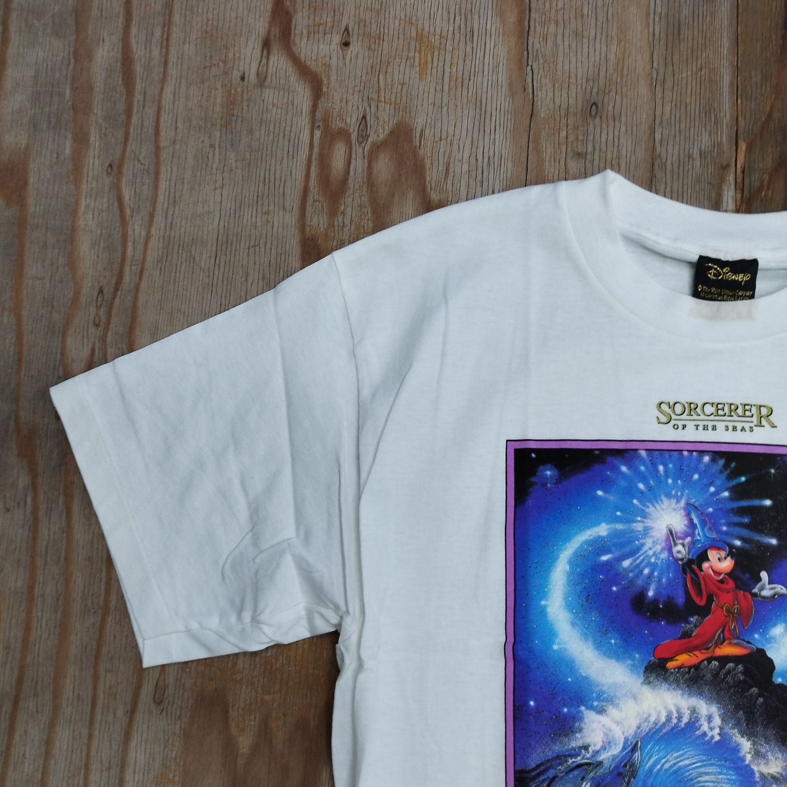90's Disney Lassen ディズニー ラッセン ソーサラー Tシャツ 90s ディズニー × ラッセン ソーサラーミッキーマウス Tシャツ M