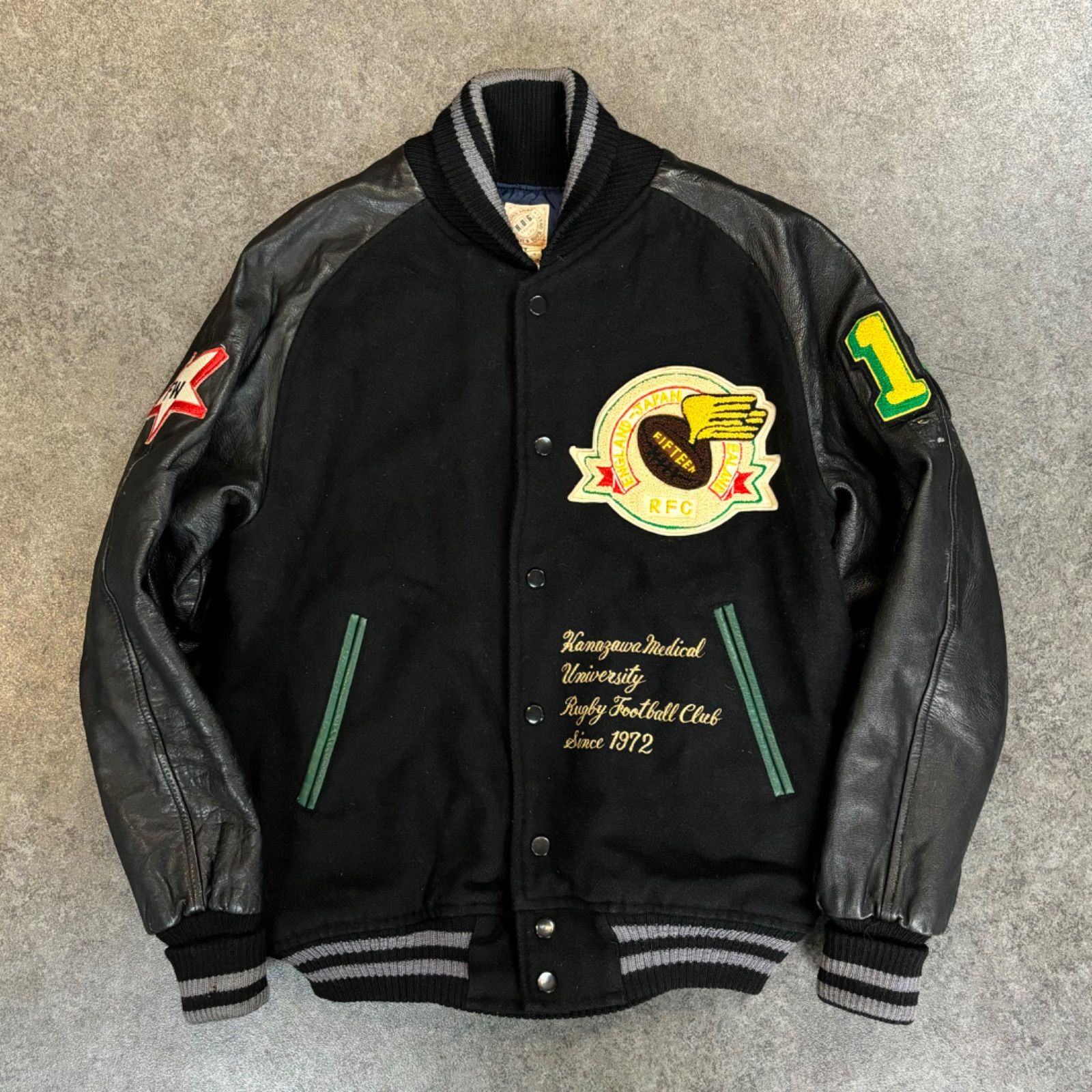 HOUSTON スタジャン レザー 磨ぐ ジャケット ブルゾン ビック HOUSTON スタジャン レザー 磨ぐ ジャケット ブルゾン ビック