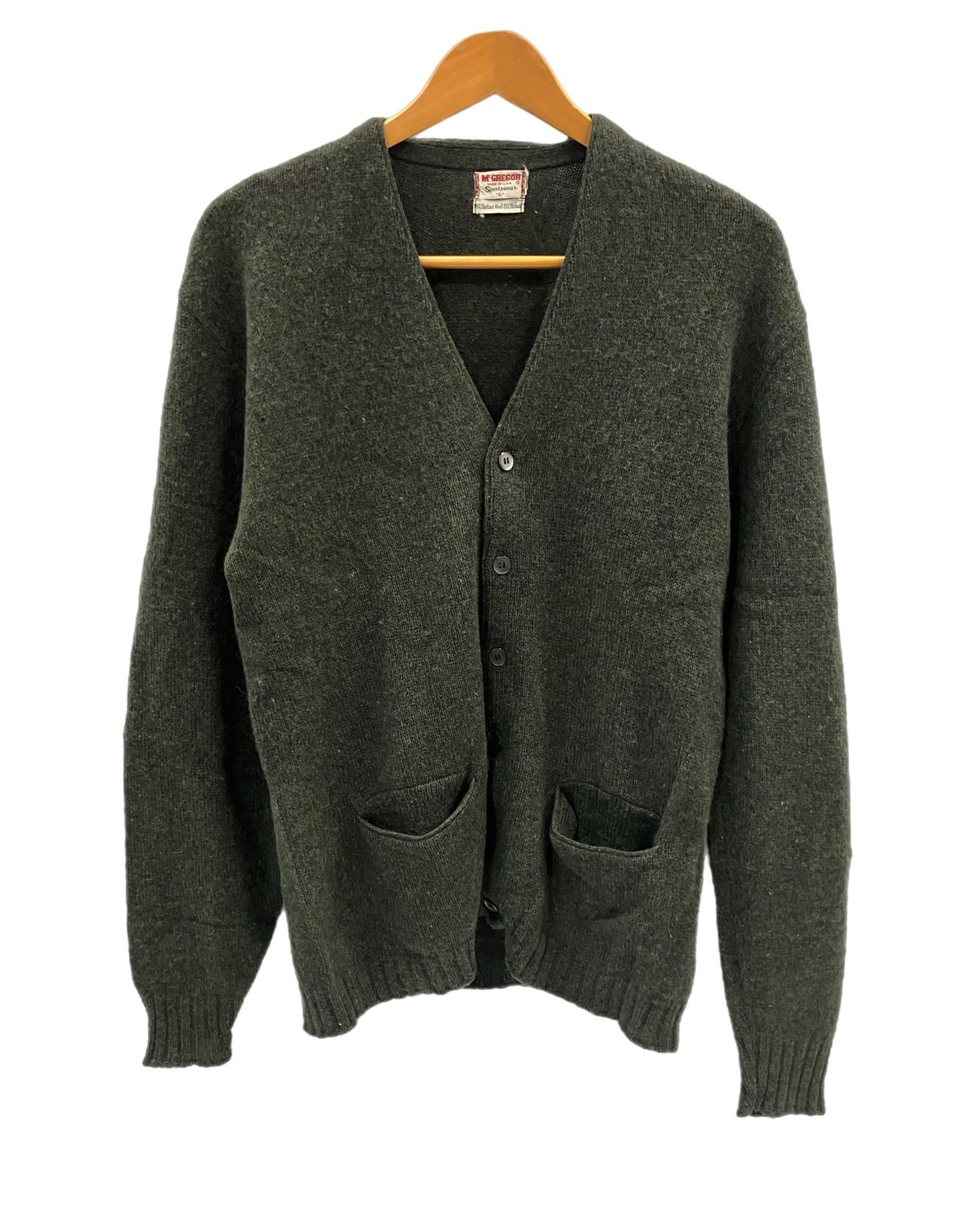 マックレガー McGREGOR 60 s 60年代 モヘア混 カーディガン ポケット付き MADE IN USA アメリカ製 VINTAGE ヴィンテージ カーディガン グリーン Lサイズ 101MT-5189