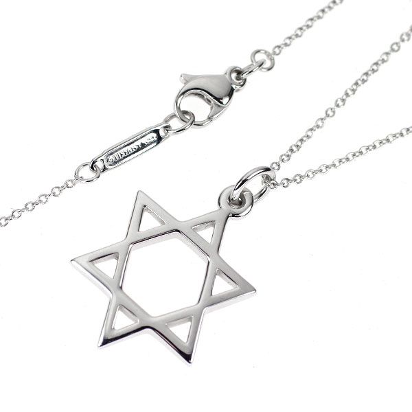 ティファニー K18WG ペンダントネックレス スターオブダビデ