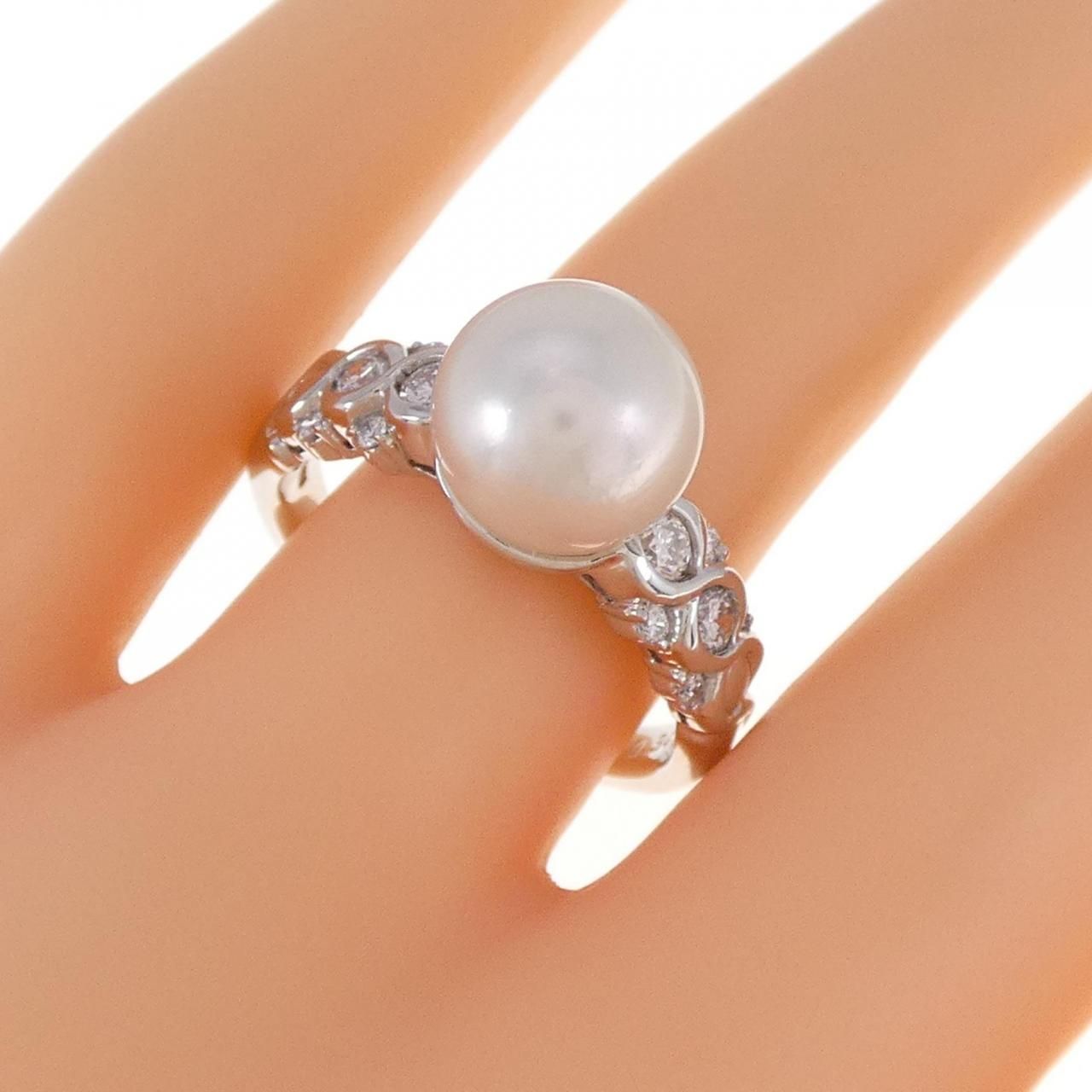 Pt900パール＆ダイヤ セットリング　アコヤ真珠9.5mm〜10mm Pt900パール＆ダイヤ セットリング アコヤ真珠9.5mm〜10mm Pt900パール