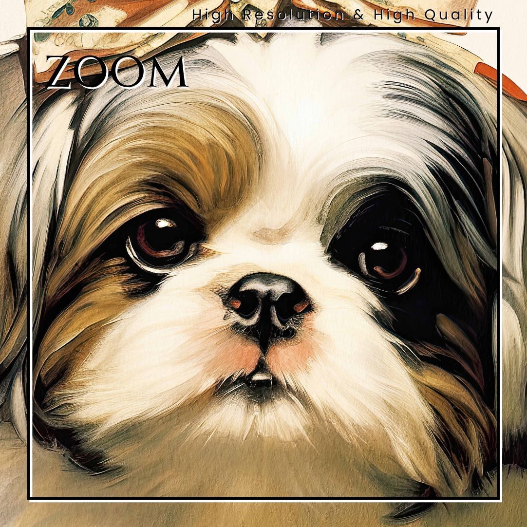 博識 - シーズー犬 No.1】 アートポスター 犬の絵 犬の絵画 犬の