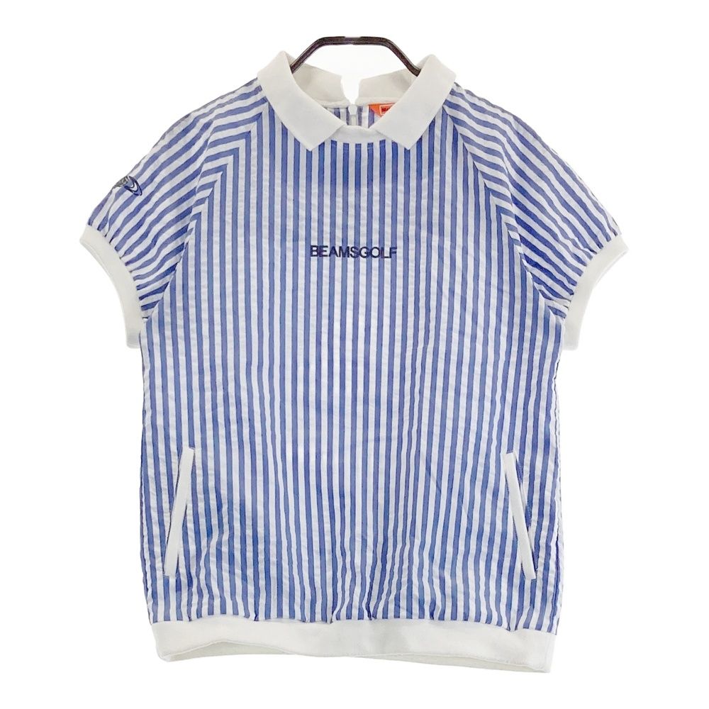 ☆ ビームス ゴルフ 半袖ポロシャツ ＜XL＞ 紺・白ストライプ ☆