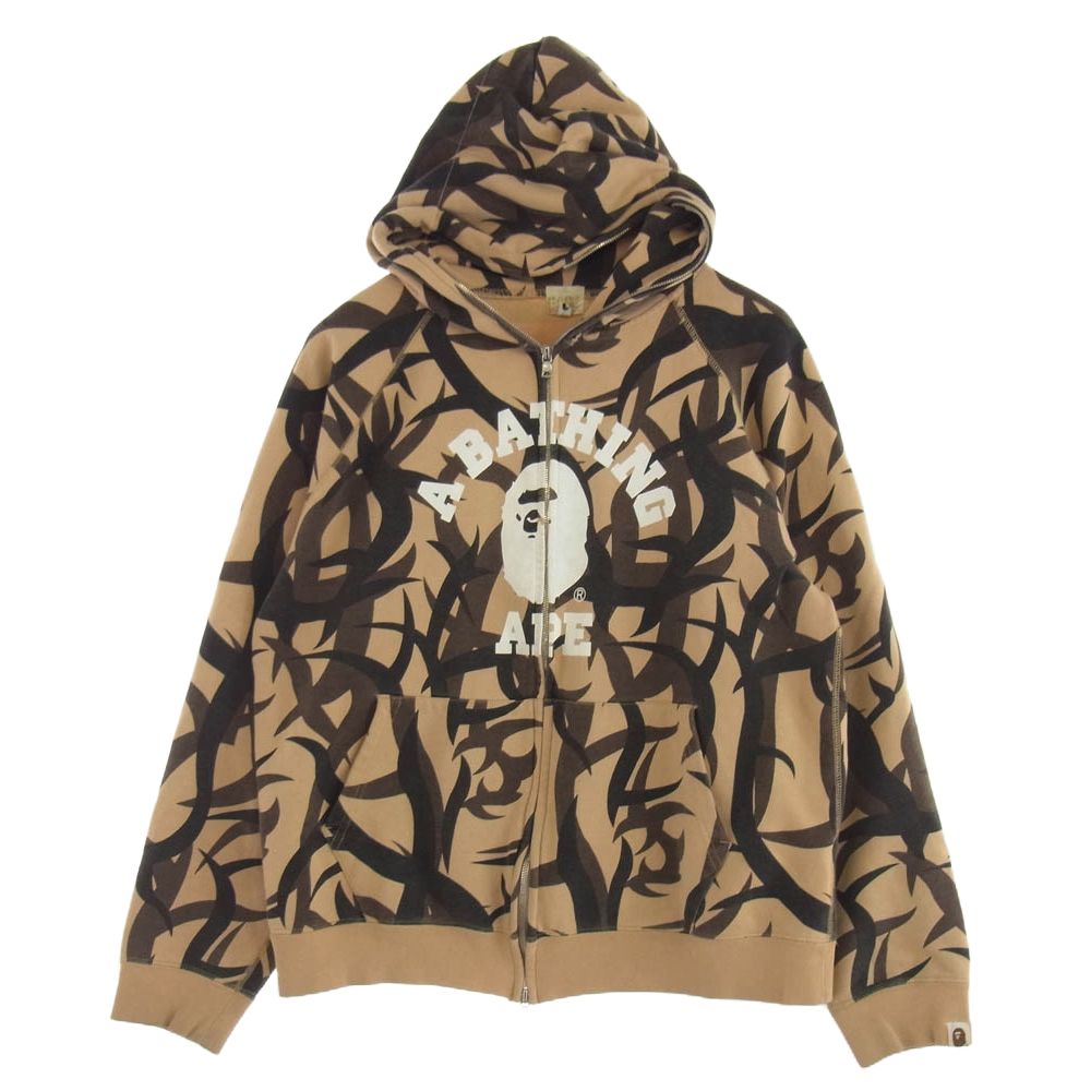 A BATHING APE アベイシングエイプ tribal camouflage zip up parka トライバル パーカー マルチカラー系 M【中古】