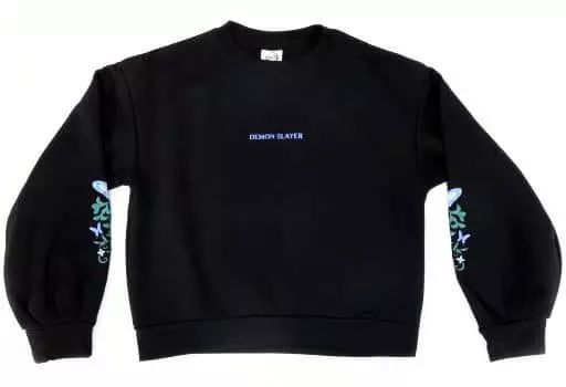[Used] Clothing Shinobu Kochō Sweatshirt pullover (long sleeve) 2 Demon Slayer Black Women's L size Demon Slayer: Kimetsu no Yaiba×GU