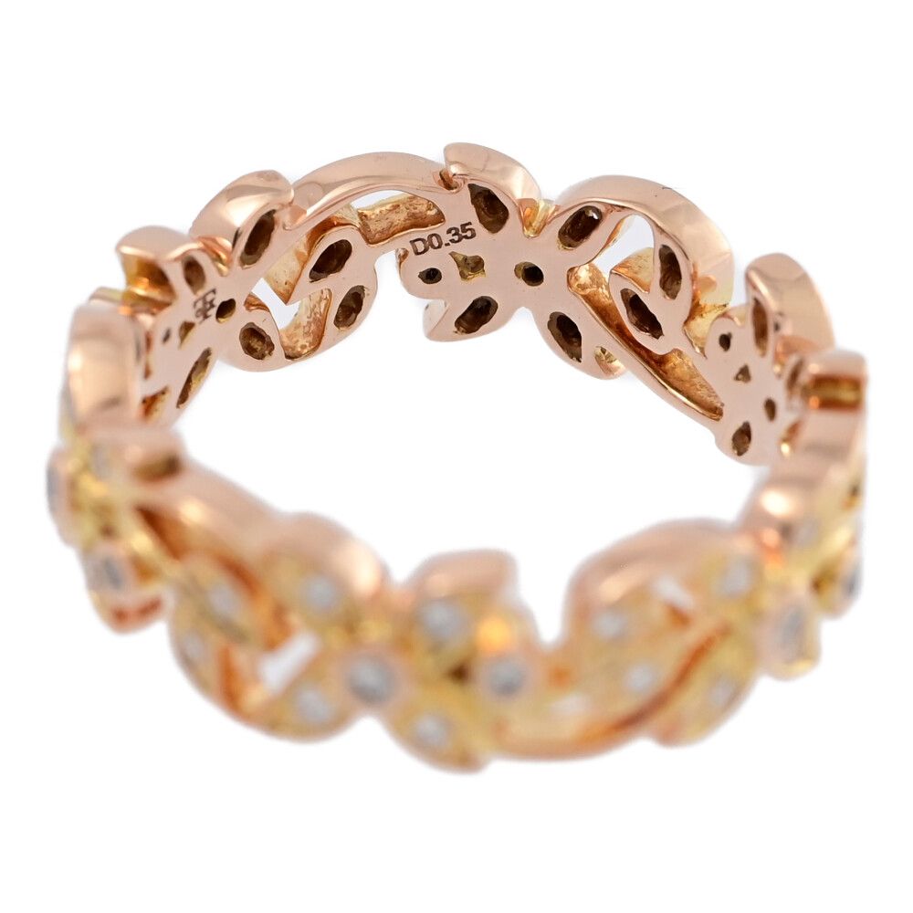 0.35ct/フラワーモチーフ・ダイヤモンド リング・指輪/K18PG/750