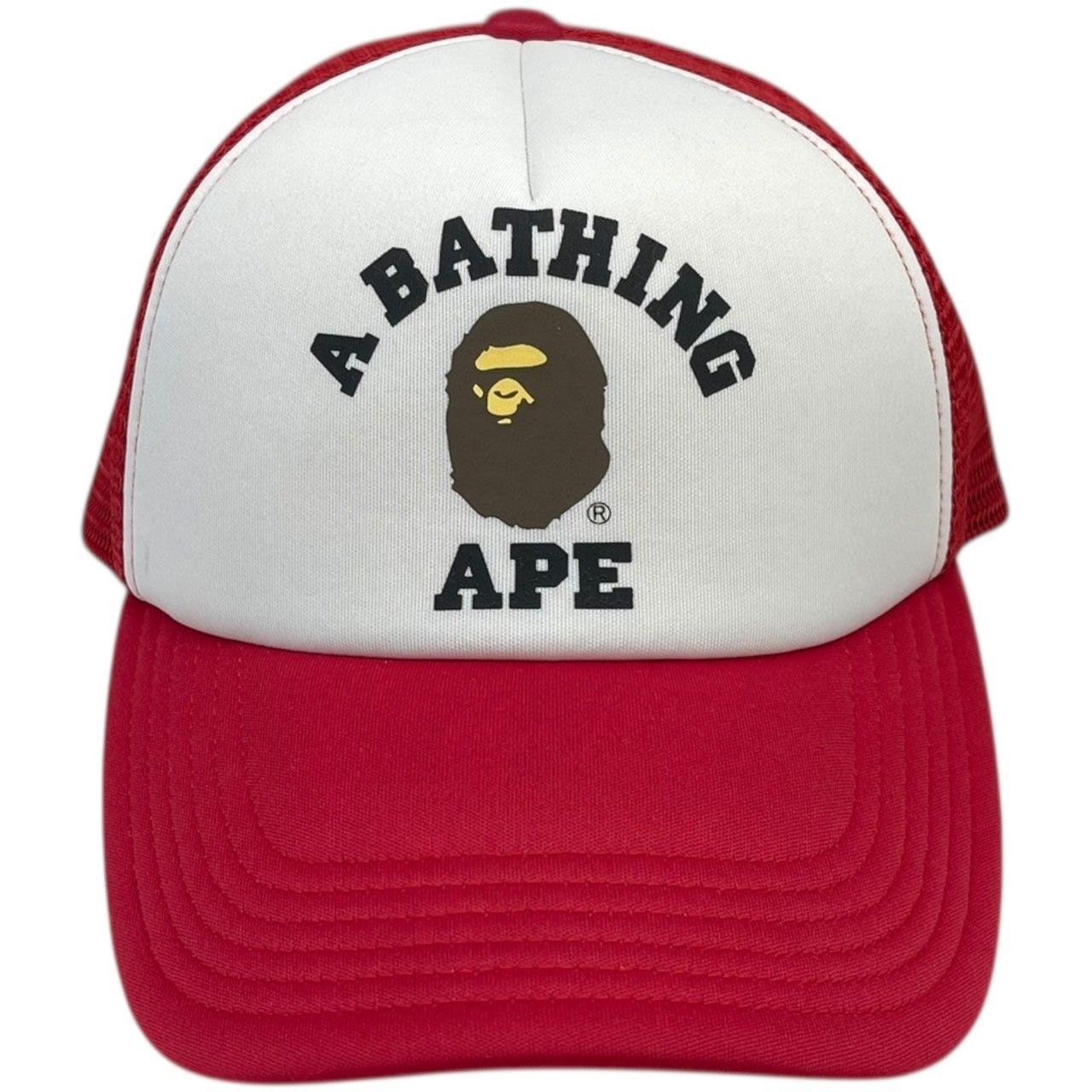 A BATHING APE アベイシングエイプ Colleg Mesh CAP カレッジ メッシュ キャップ トラッカー レッド×ホワイト メンズ|006
