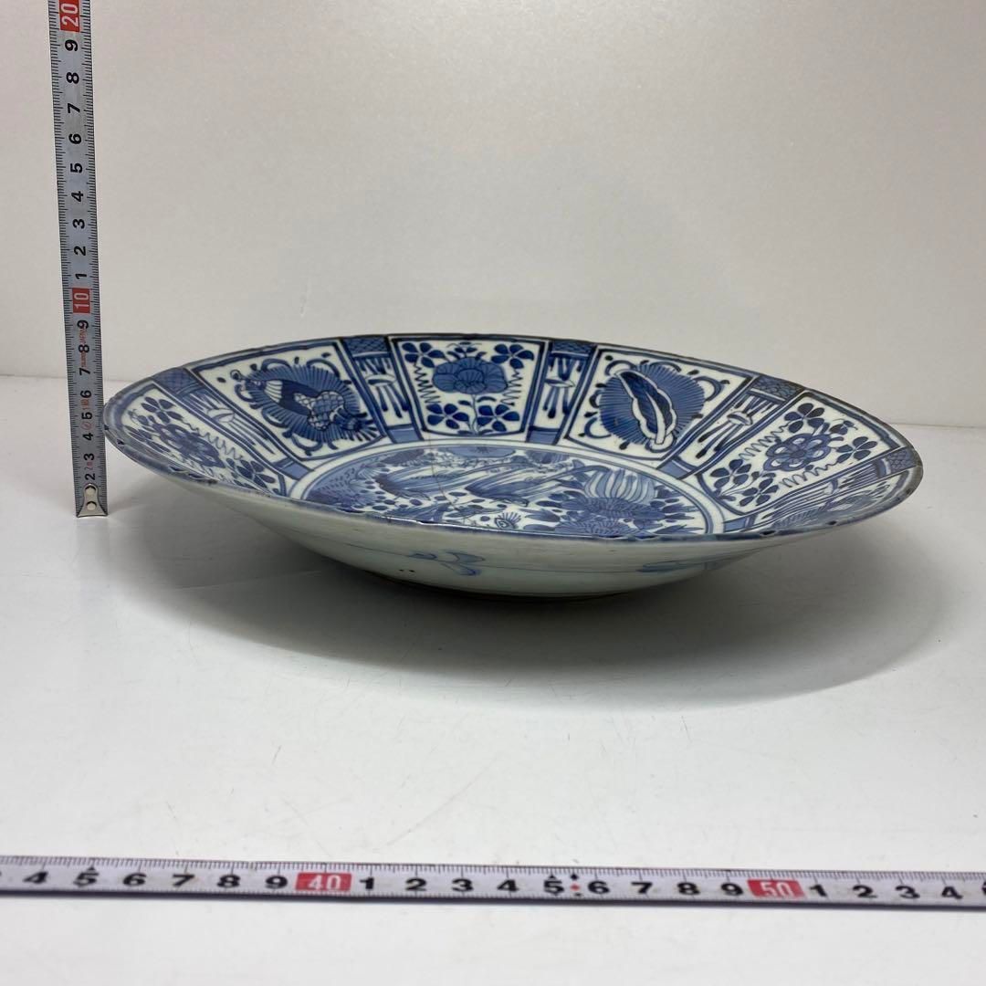 江戸中期　元禄染付　藍九谷手　大皿　タルチ　東さ5-0425☆ 江戸中期 元禄染付 藍九谷手 大皿 タルチ 東さ5-0425☆ - メルカリ