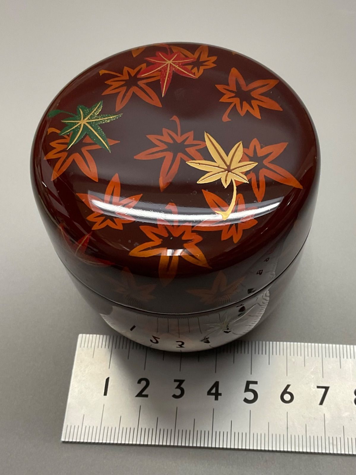 S14 中村宗悦 白檀塗紅葉 棗 なつめ 共箱 茶道具 茶器 重さ 48.1