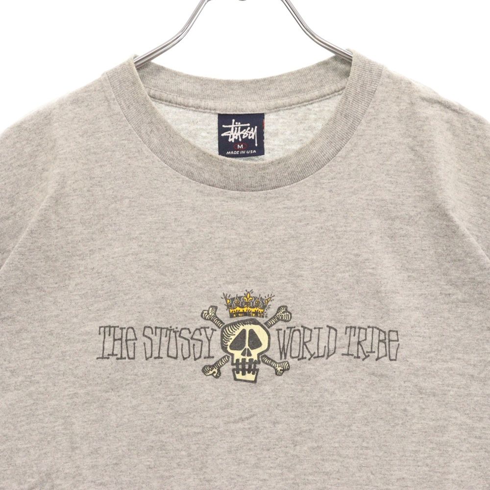 STUSSY (ステューシー) 90s OLD 紺タグ Skull World Tribe Tee スカル