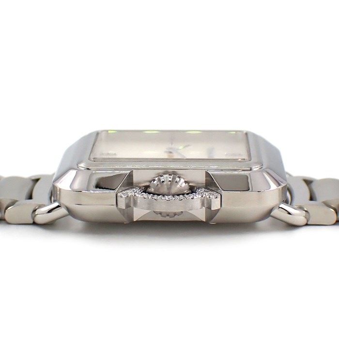ティファニー Tiffany &amp; Co. 腕時計 T レクタングル 69546161 13ポイント ダイヤリュウズカバー スマイルモチーフ 12ポイント ダイヤインデックス ホワイトシェル文字盤 白 SS クオーツアナログ 【中古】 Tiffany & Co. - ティファニー Tiffany & Co. 腕時計 T レクタングル