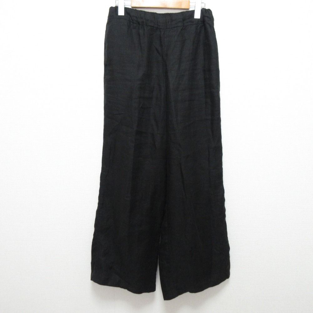23SS DEUXIEME CLASSE ドゥーズィエムクラス Handsome リネン ワイドパンツ サイズ38 ブラック レディース 古着