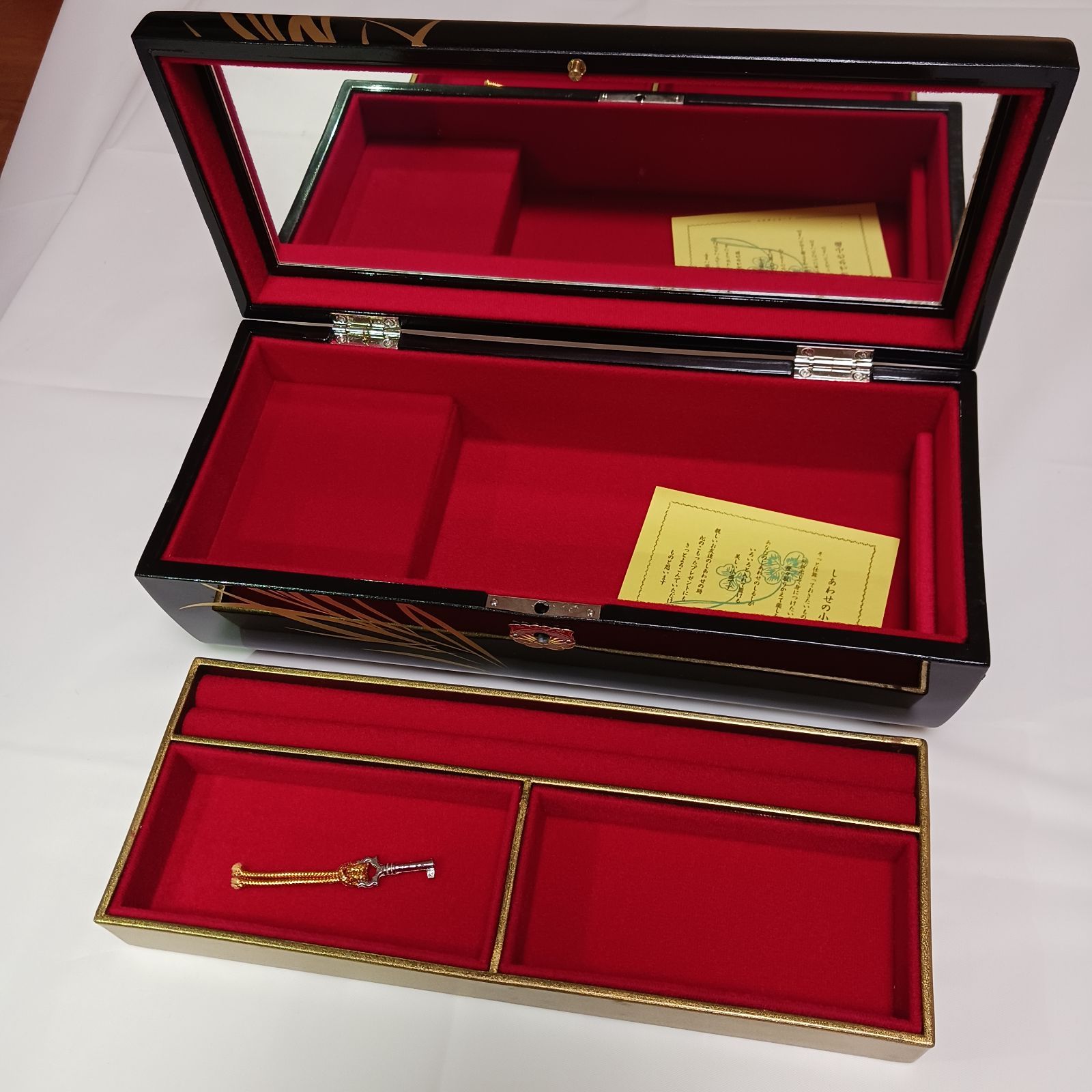 137.マルセイアート オルゴール付きジュエルボックス 漆器 黒塗