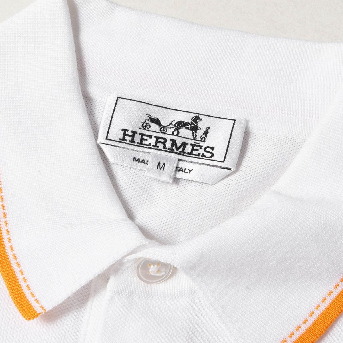 ■希少・美品■エルメス ポロシャツ H刺繍 鹿の子 白 S エルメス HERMES ポロシャツ H刺繍ポケット付き 鹿の子 Lブルー