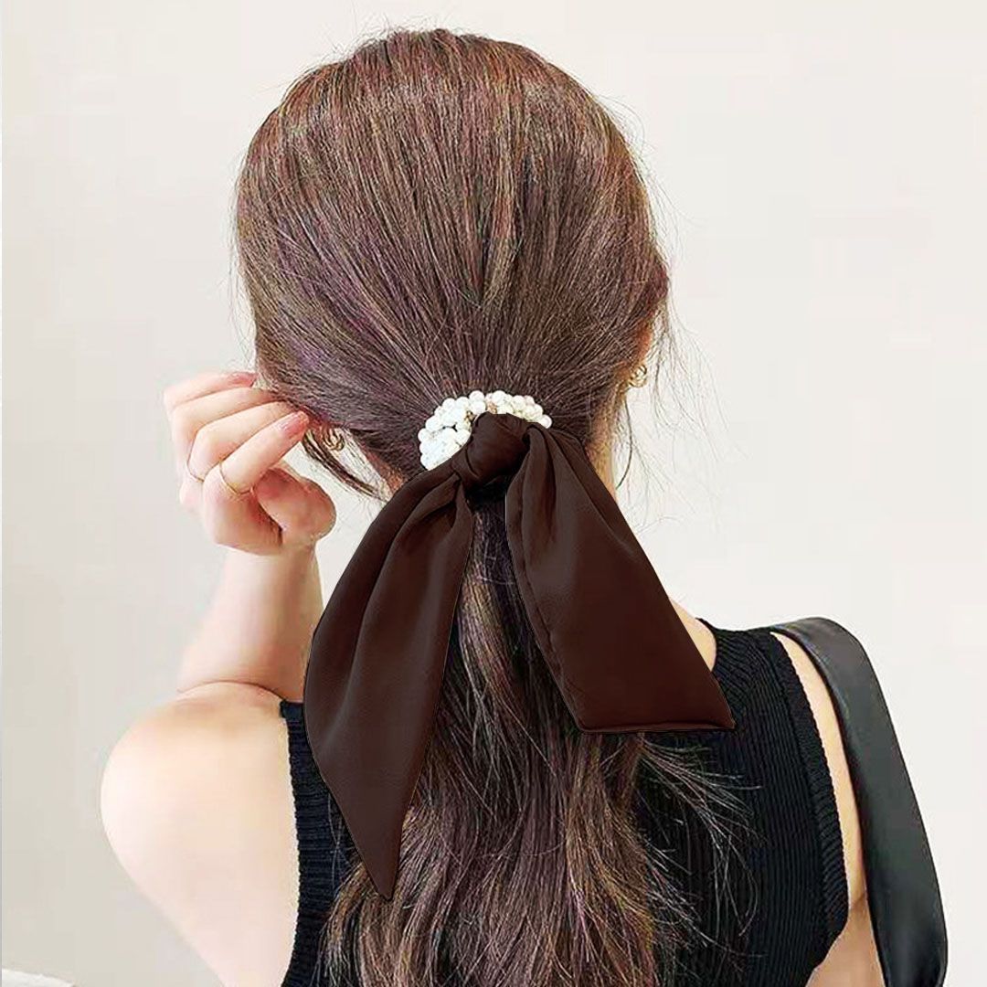 シュシュ  ヘアゴム  ビーズ  スモーク  ホワイトブラウン シュシュ ヘアゴム ビーズ スモーク ホワイトブラウン シュシュ