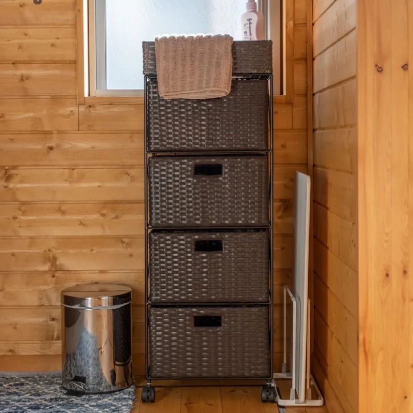 アジアン ランドリー ラタン調 チェスト 4段 BR/IV/CM/GY ラタン調