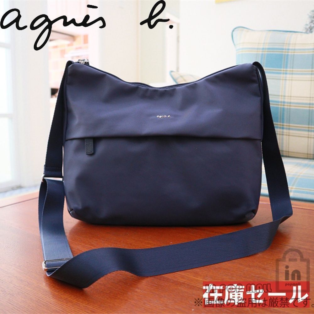 大人気 agnes b. アニエスベー ショルダーバッグ Lサイズ レディース ポシェットバッグ カバン シンプル ネイビー