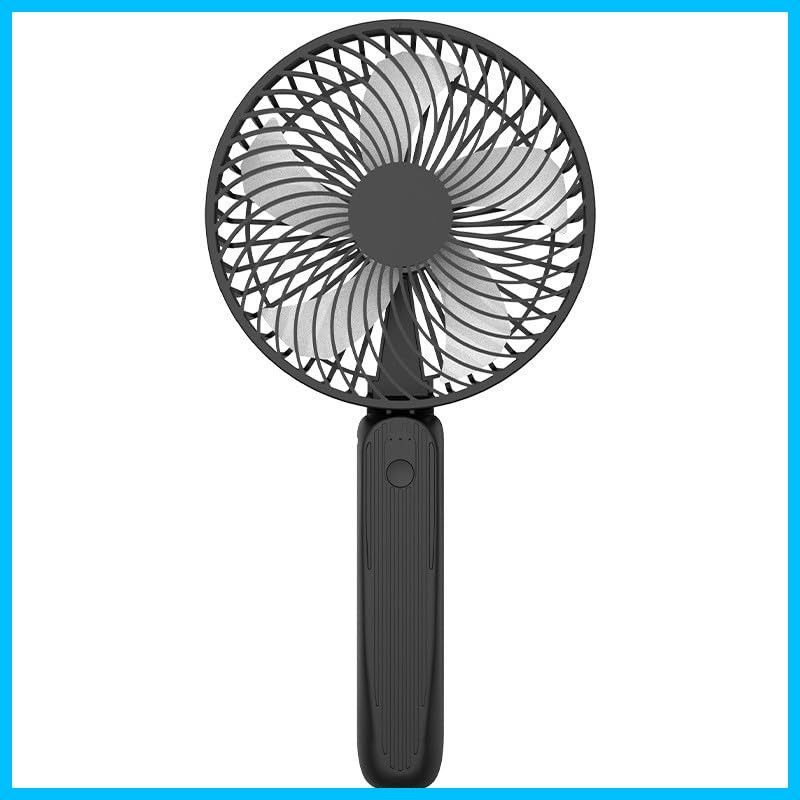 Type-C急速充電 手持ち 卓上置き2in1 扇風機直径16.5CM 3段階風量調節 折り畳み 最大40H連続使用 コンパクトに収納 静音 １番大きいサイズハンディファン 携帯扇風機 猛暑の中での外出に最適 6500mAh手持ち扇風機 ブラック