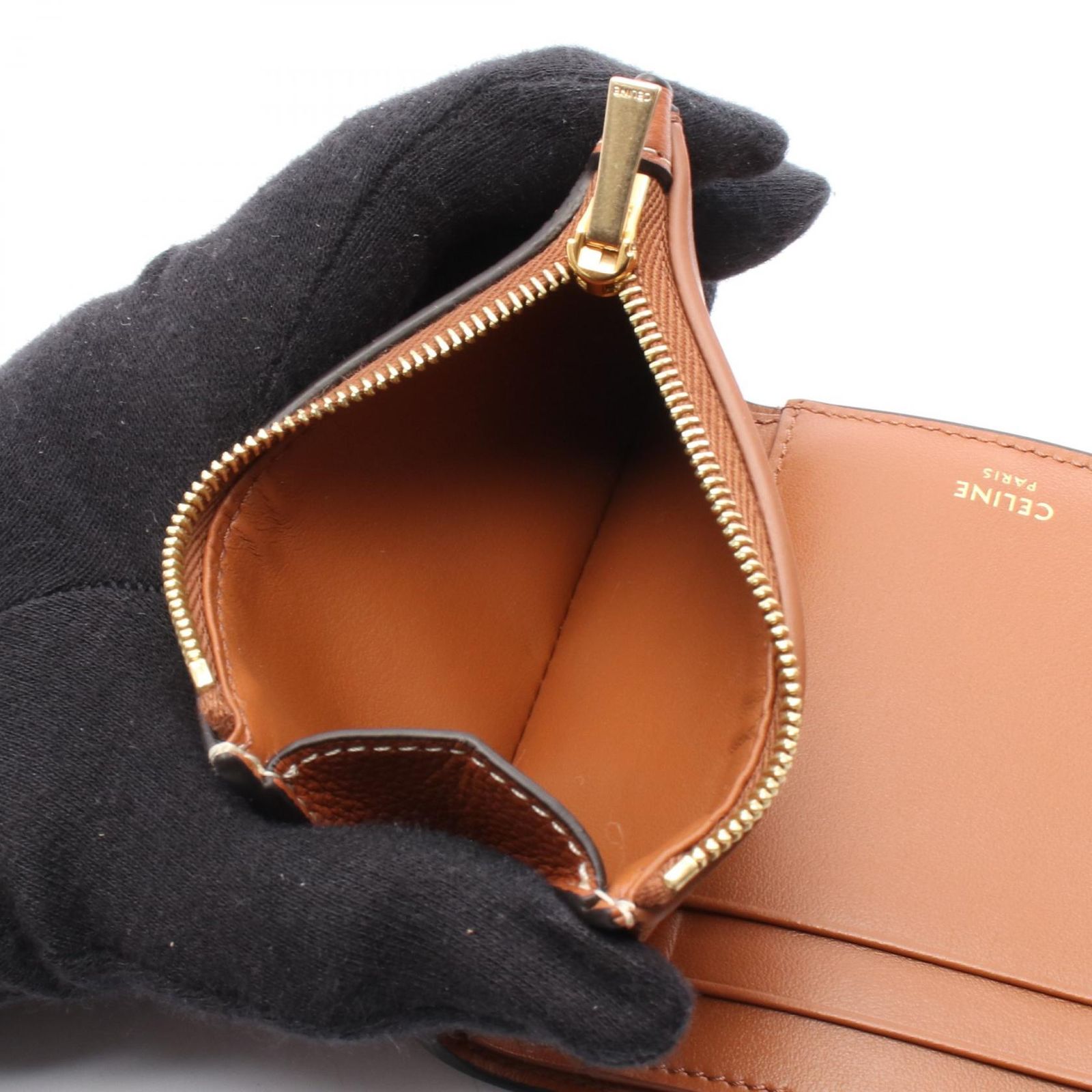 セリーヌ　トリオンフ　三つ折り財布 ダークブラウン セリーヌ トリオンフ 三つ折り財布 ブラウン レザー 買取実績