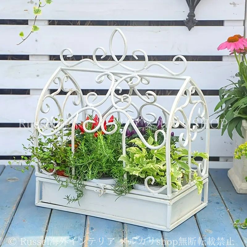 プランタースタンド ヴィンテージ調 鳥かご風 シャビー加工 シャビー