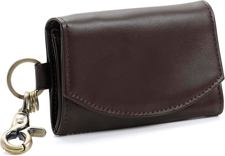 Tomjen キーケース メンズ 本革 財布一体型キーケース柔らかな高級ナッパレザー使用小銭入れ カードケース お札入れ スマートキー キーホルダー レディース(ダークブラウン)