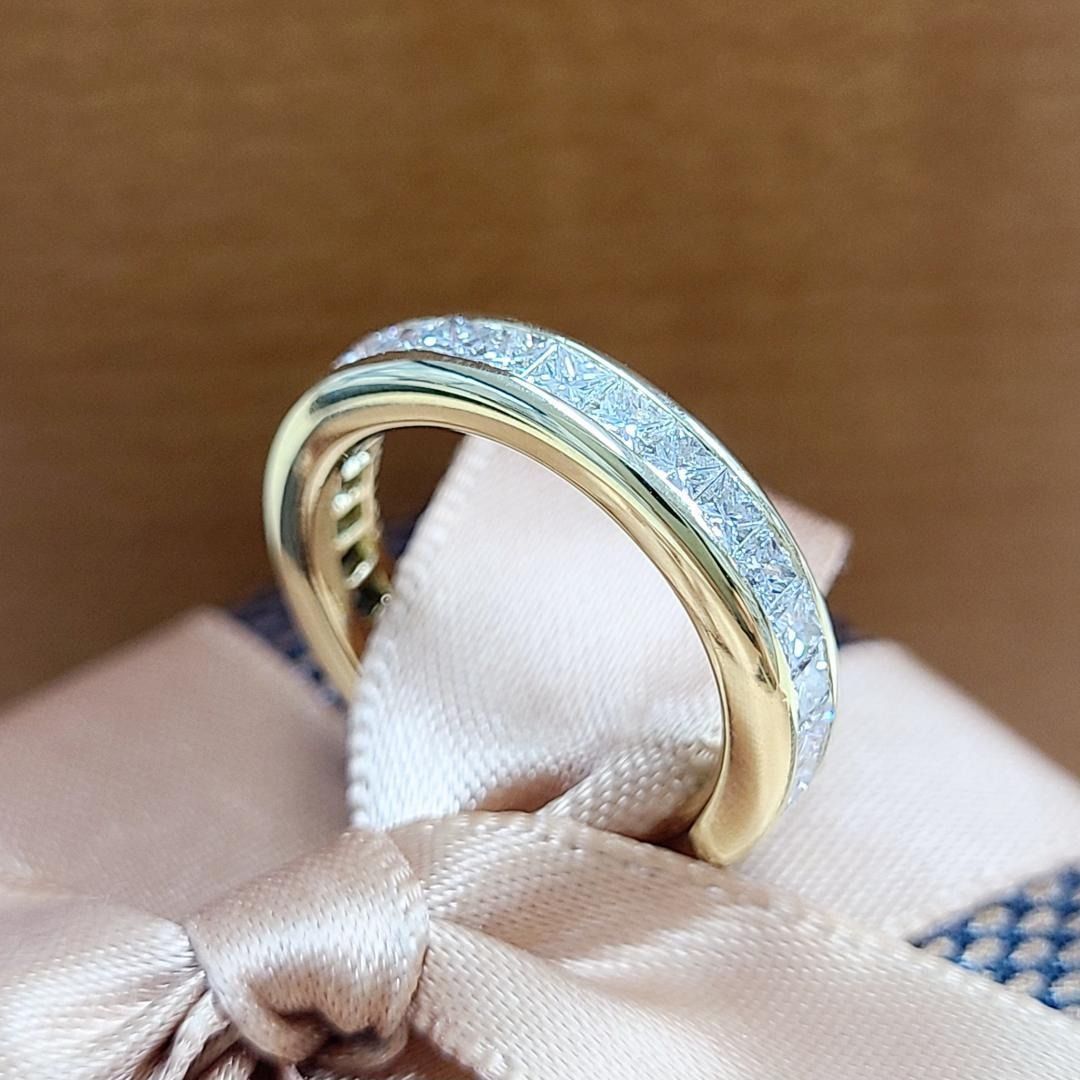 フルエタニティ！プリンセス！1.34ct ダイヤモンド K18 YG リング 鑑 フルエタニティ！プリンセス！1.34ct ダイヤモンド K18 YG リング 鑑