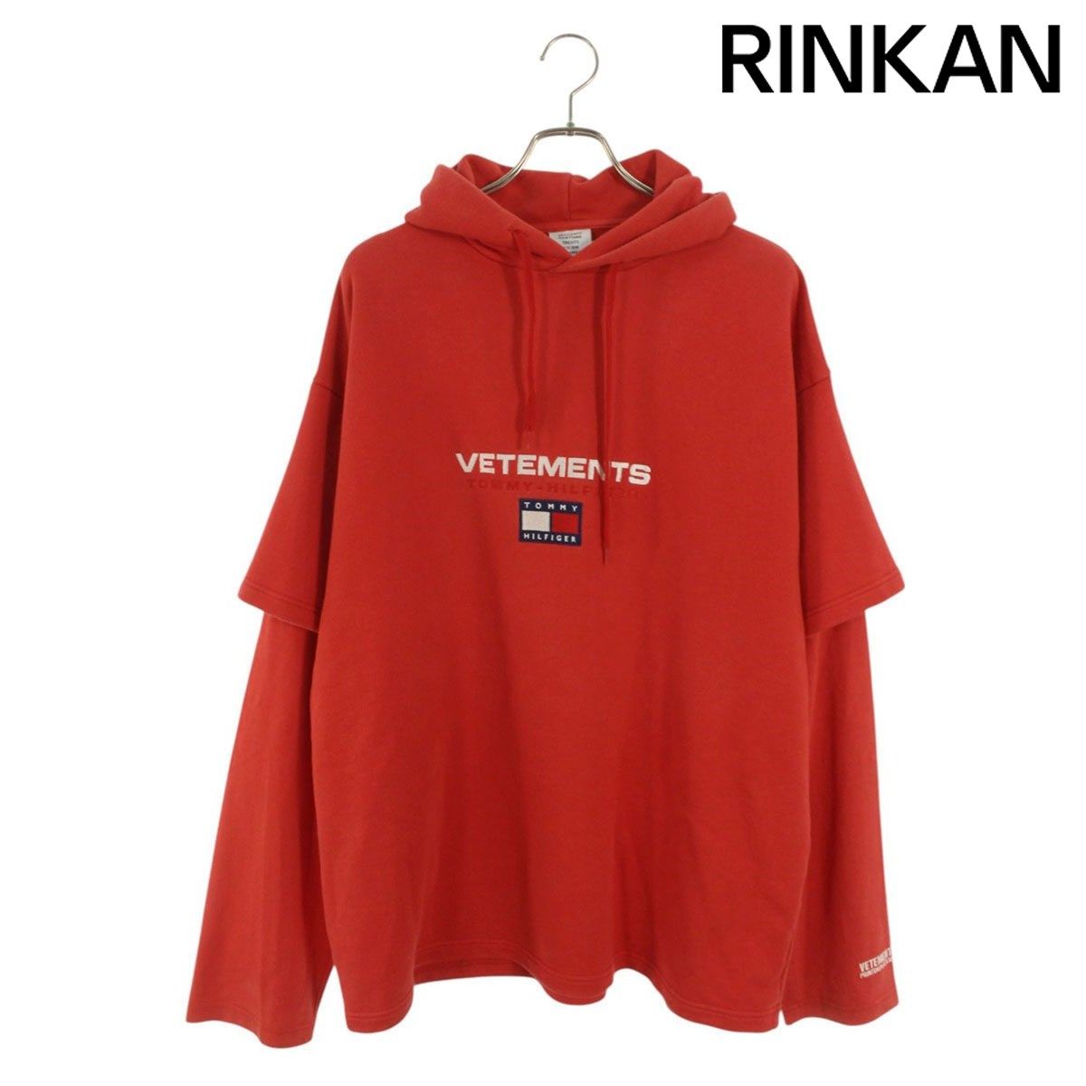 ヴェトモン ×トミーヒルフィガー TOMMY HILFIGER 18SS WSS18TR24 ダブルネームレイヤードプルオーバーパーカー メンズ XS