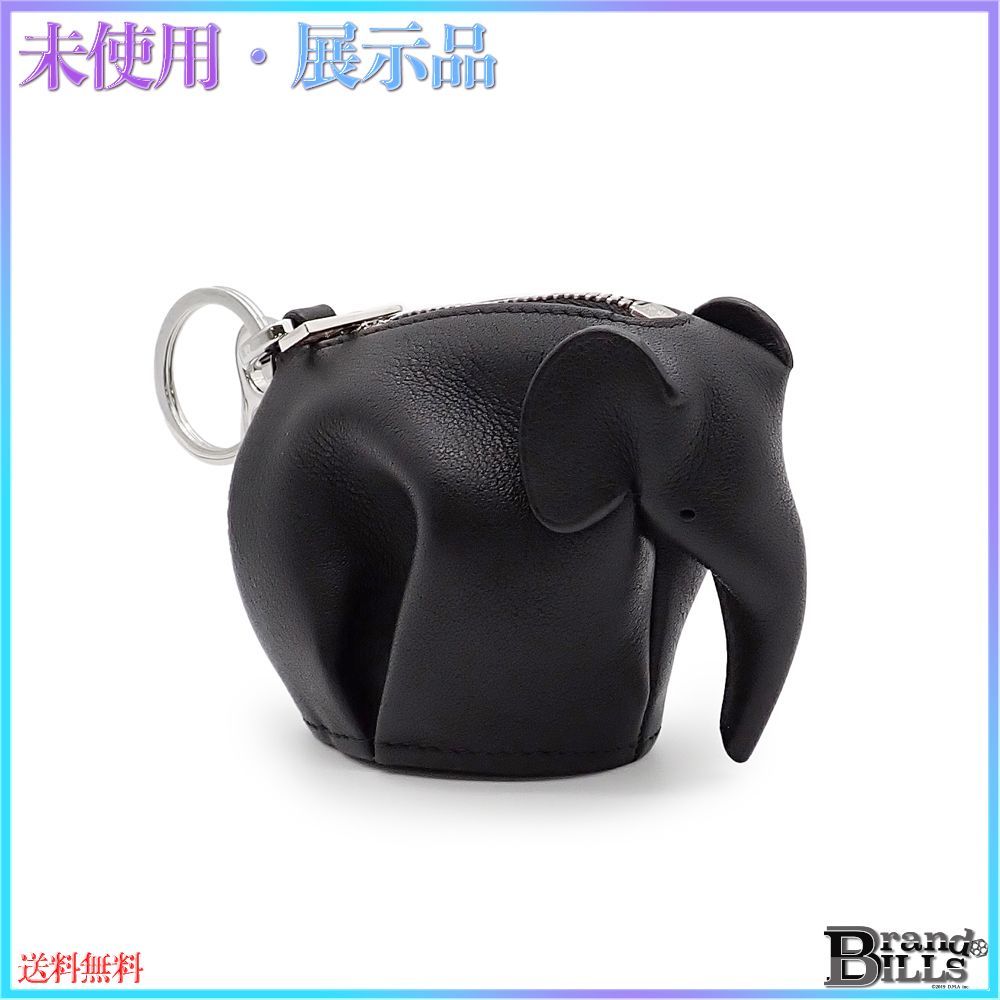 ロエベ ハンドクラフト アニマル コインケース 小銭入れ ゾウ レザー ブラック シルバー金具