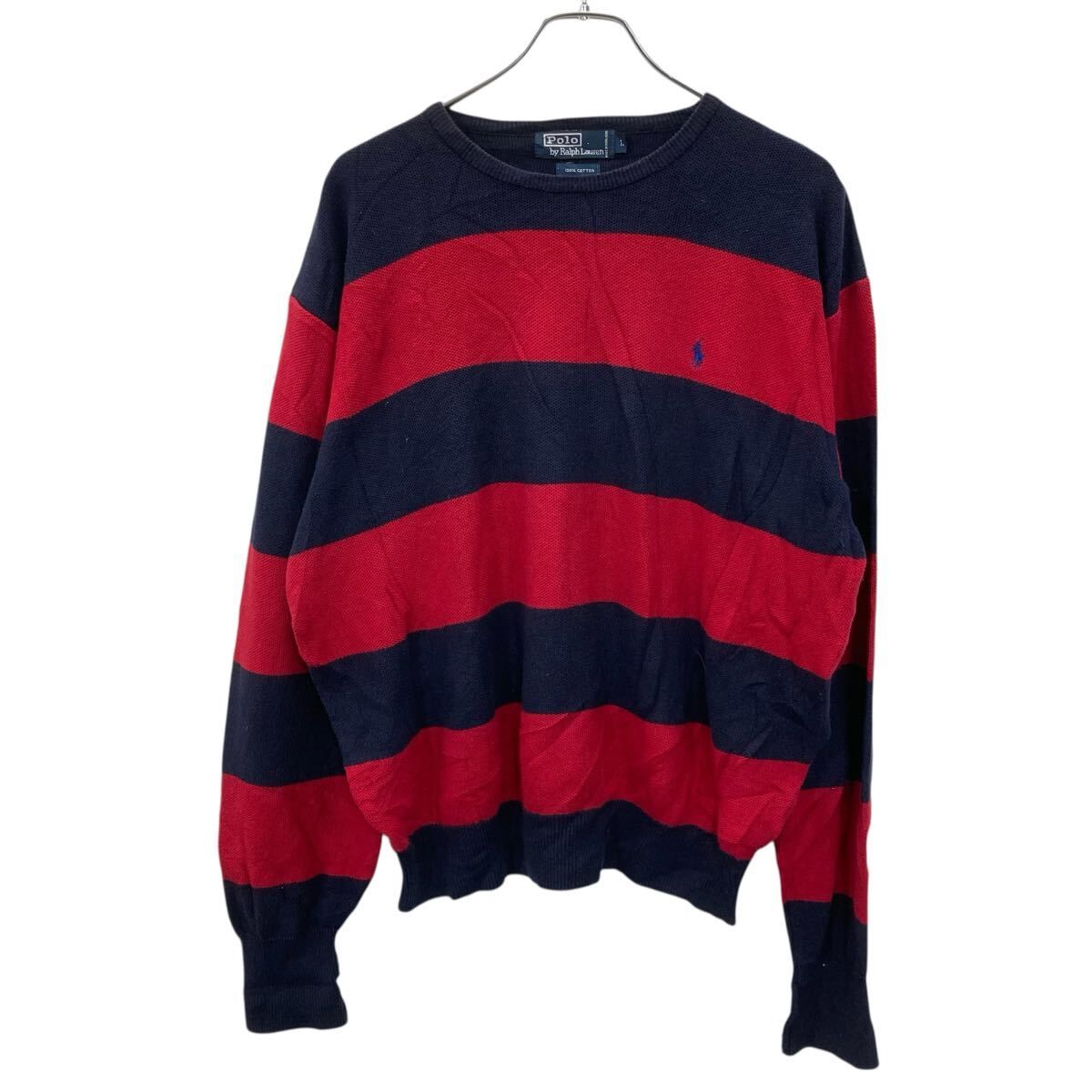 POLO RALPH LAUREN コットンニット セーター L ネイビー ポロラルフ 