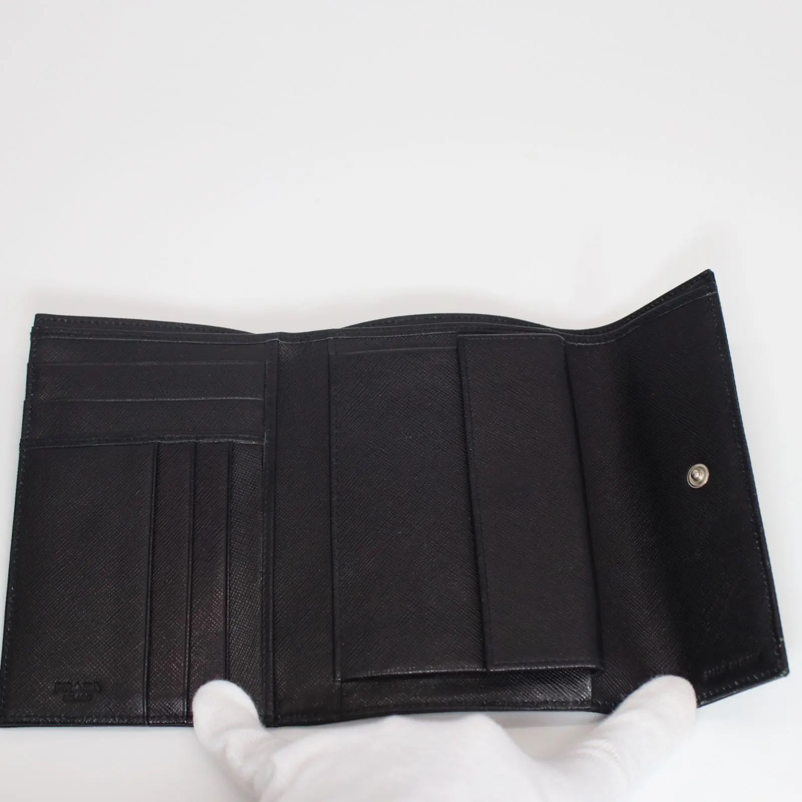 極美品】PRADA プラダ 三つ折り財布 ナイロン サフィアーノレザー  