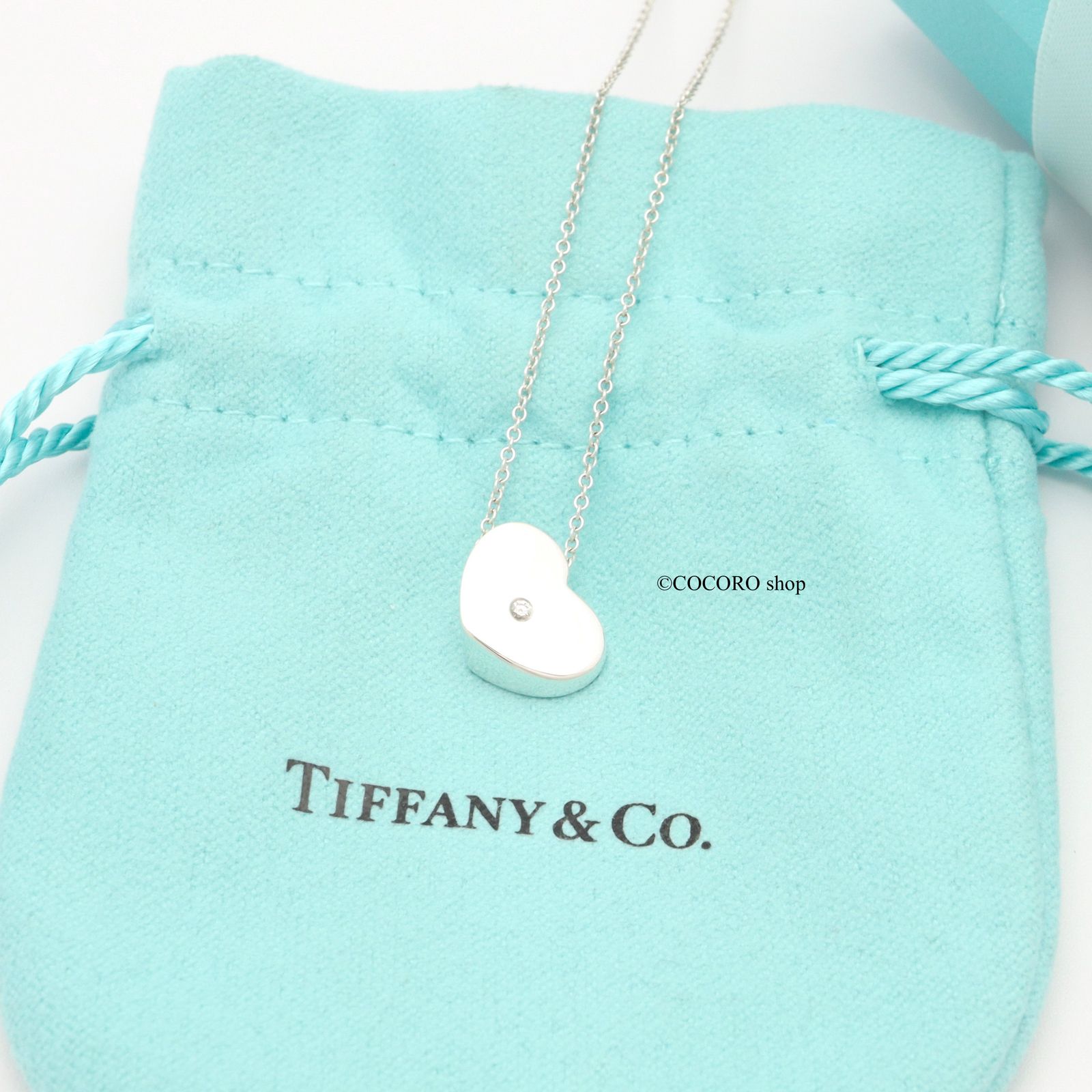 美品】TIFFANY&Co. モダン ハート 1P ダイヤモンド ネックレス Tiffany 