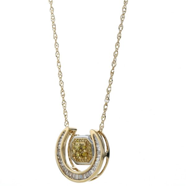 GSTV Pt950 K18YG ネックレス ダイヤモンド 0.42ct イエローダイヤ