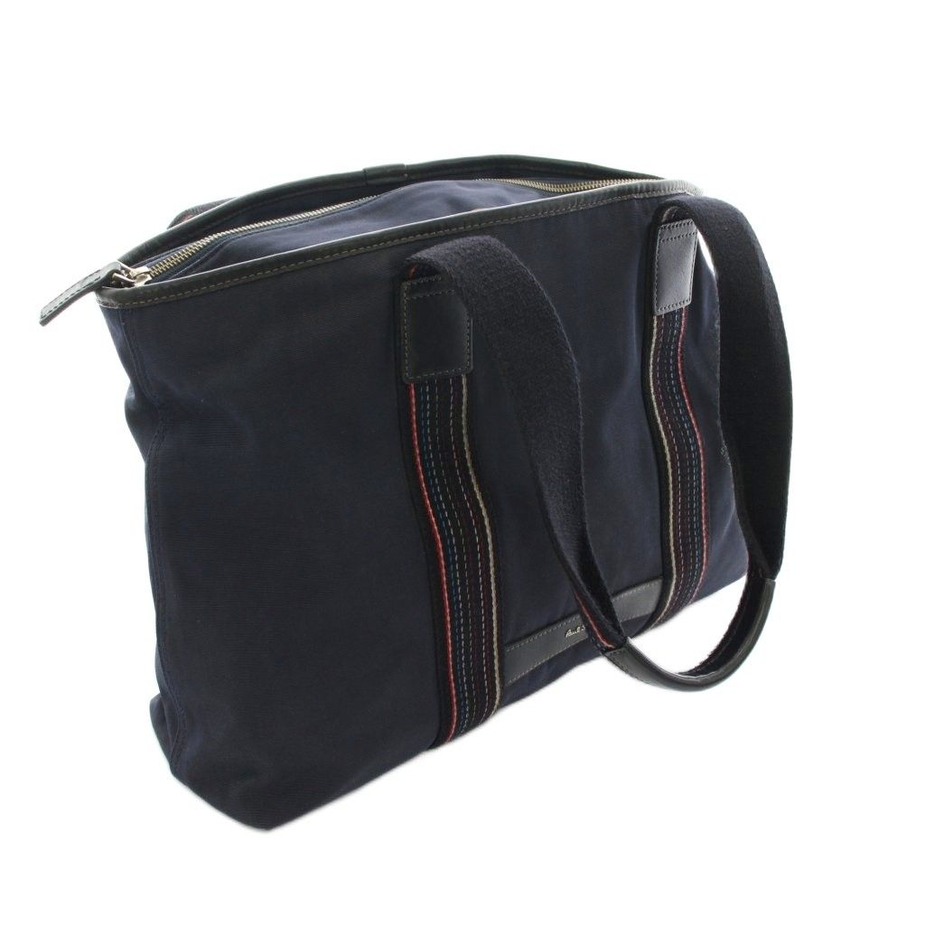 Paul Smithトートバッグ レザー マルチストライプ インセット ネイビー ポールスミス】レザー トートバッグ 2WAY A4可能 マルチ