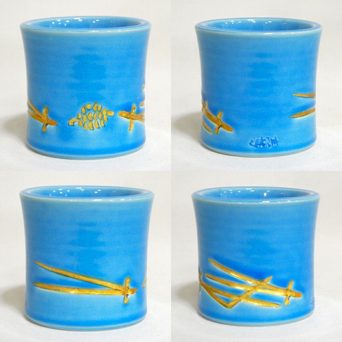 六月の特売品】眞葛焼 宮川香斎(真葛香斎)作 浅黄松葉 蓋置