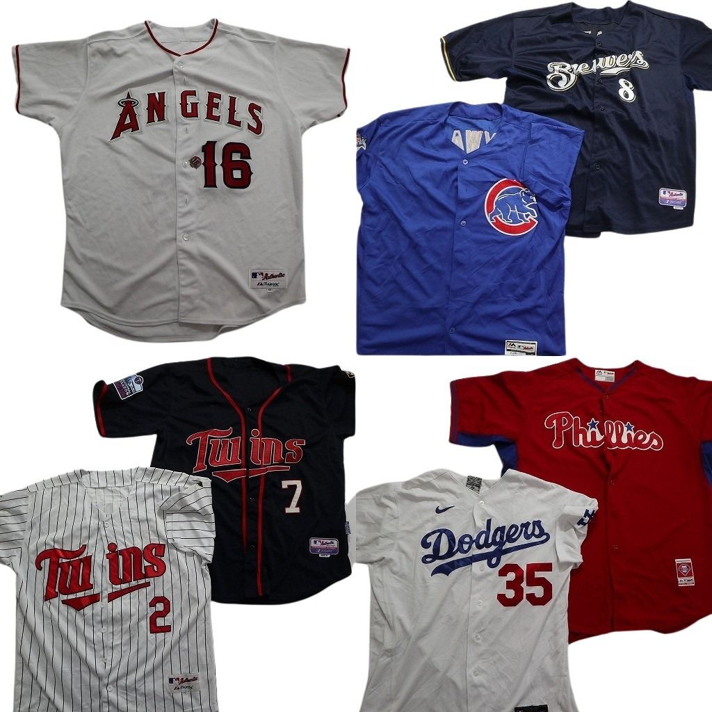 古着卸 まとめ売り プロチーム MLB ゲームシャツ ユニフォーム 7枚セット (メンズ 52 ) ナイキ ドジャース MU0075