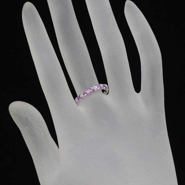 リング ダイヤモンド1.3ct ピンクサファイア0.24ct フラワーリング K18WG ピンクサファイア ダイヤモンドリング PS 1.50ct D 0.51ct